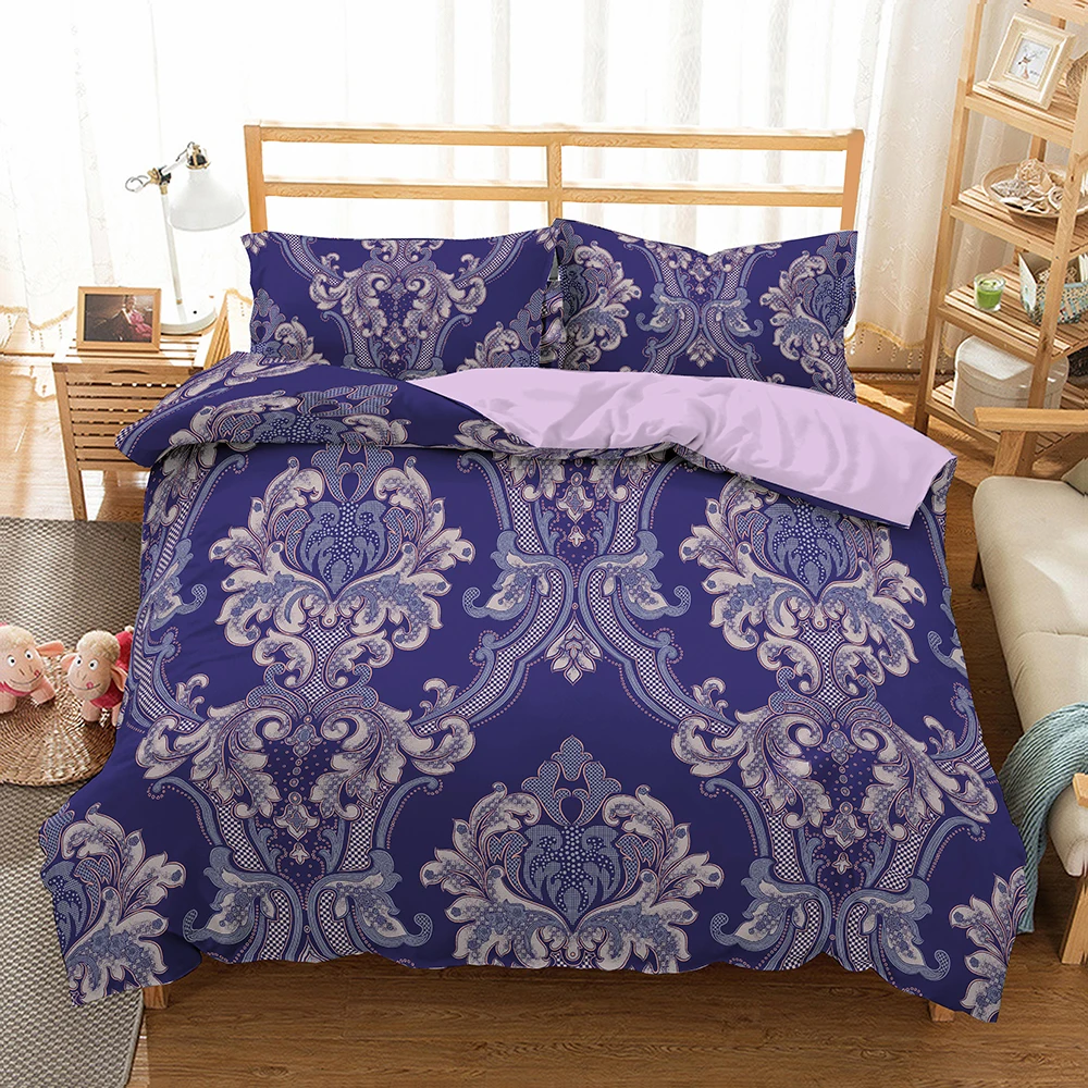 

Flower Printed Home Textiles Polyester Cotton Bedding Set Customizable DIY Bedclothes With Pillowcase Duvet Cover Bedroom 3Pcs