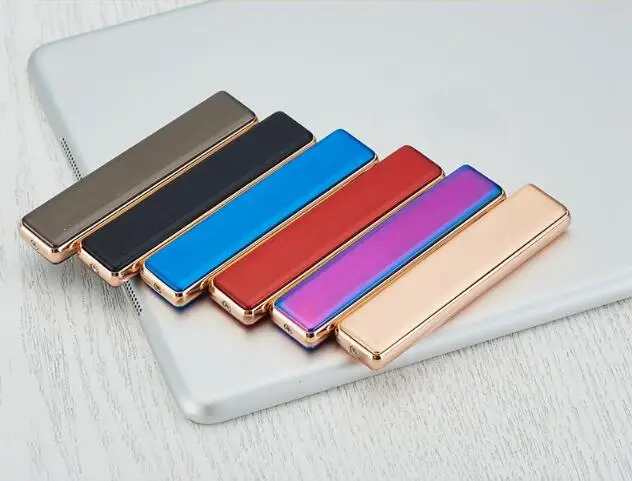 Электронная зажигалка, Usb перезаряжаемая зажигалка, беспламенная курительная зажигалка, роскошная металлическая ультратонкая зажигалка для мужчин