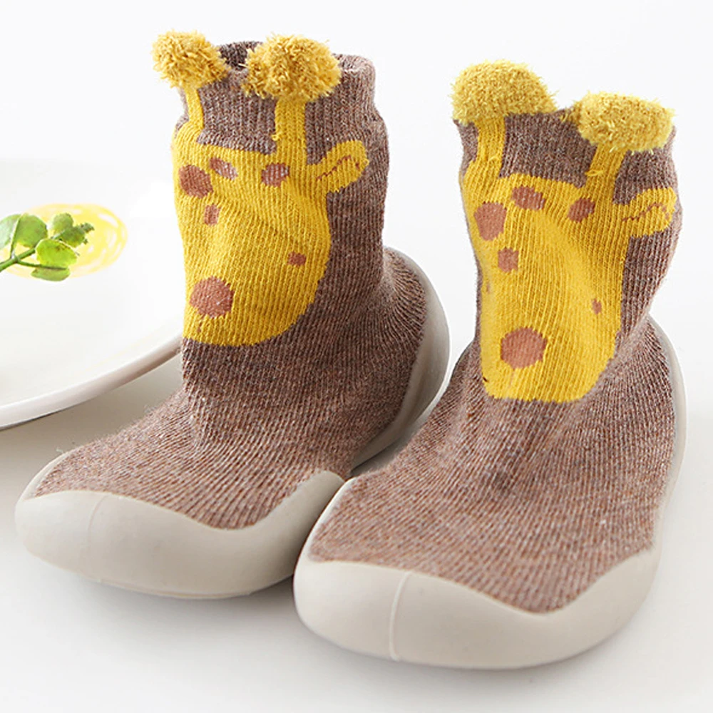 

Kids Baby Girls Boys Cartoon Animal Printed Warm Soft Anti-Slip Socks Booties Training Middle Tube Casual Toddler Soft Shoes