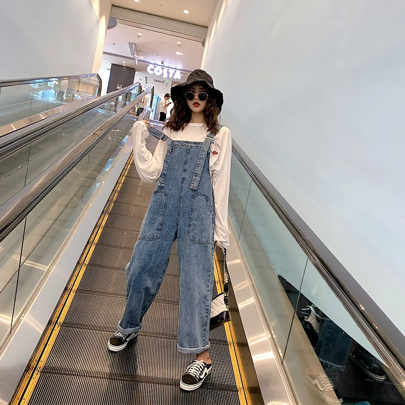 

Джинсовые подтяжки женские свободные облегающие 2020 подтяжки с высокой талией свободные брюки для похудения студентов