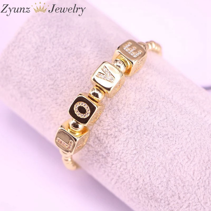 5 шт. бусина с надписью Игральный кубик браслет макраме и кубическим цирконием