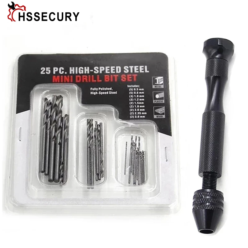 

Mini Straight Shank Twist Drill Set Small Drill Bit 0.5-3.0mm Natural Black Perforated Hand Twist Drill