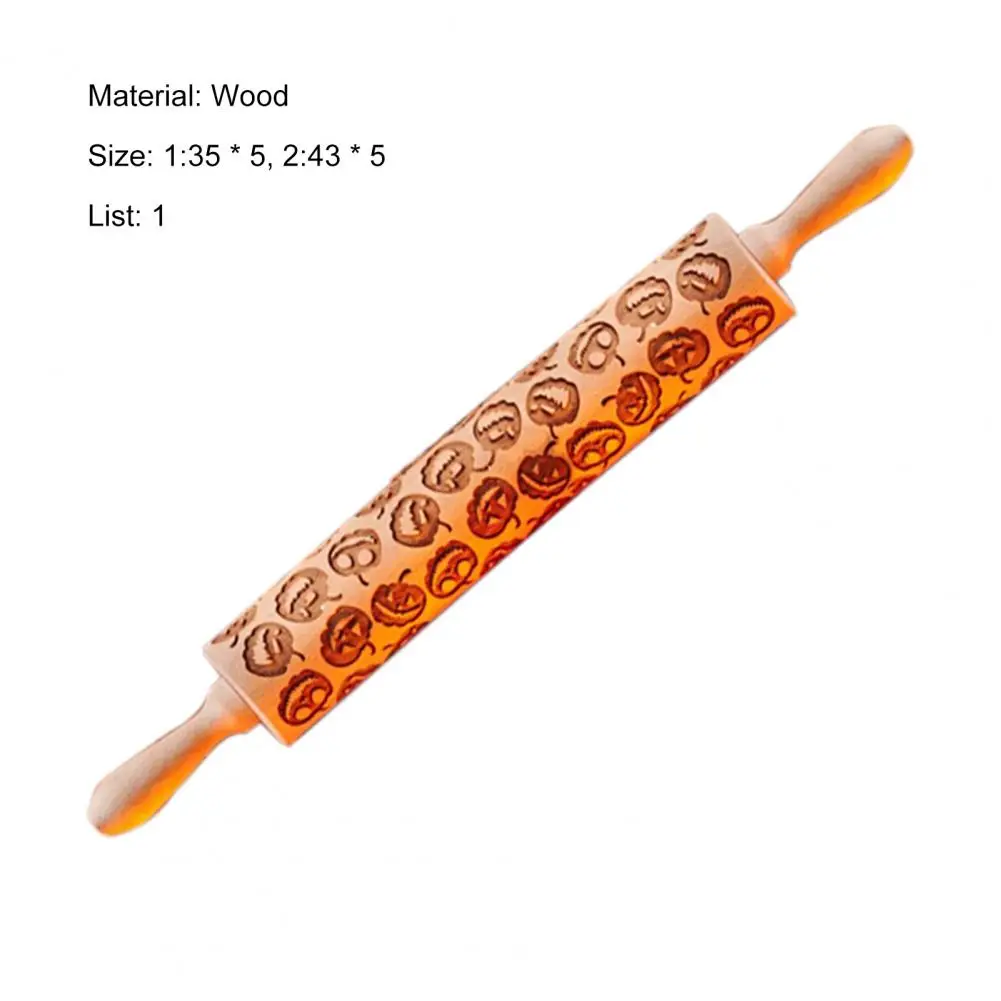 

Hot Sales Embossing Roller Eco-friendly Moisture-proof Wood 3D Cookie Dough Rolling Pin for Dorm