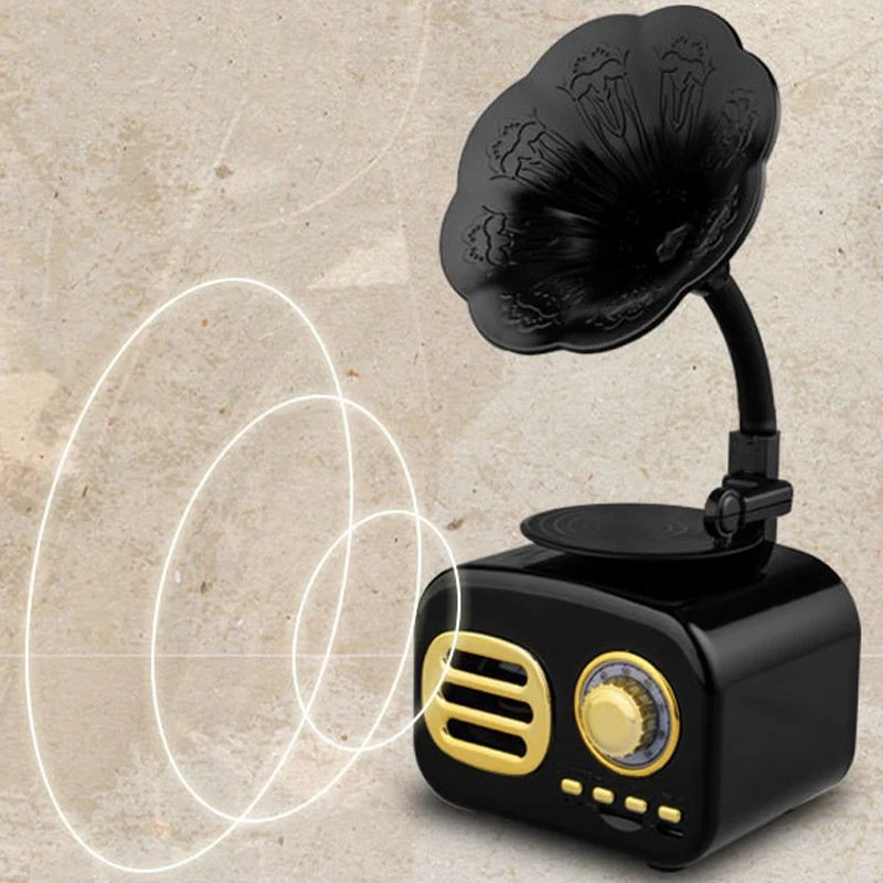 Retro Phonograph Wireless Handsfree FM Radio Loudspeaker Subwoofer Bluetooth Speakers Wood | Электроника