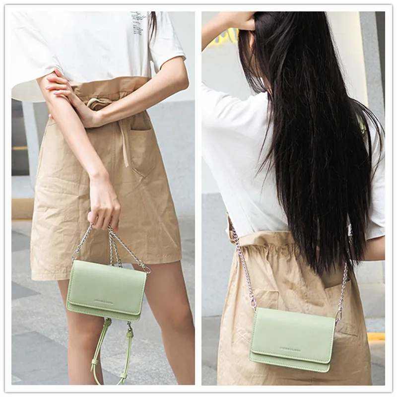 Женская наплечная сумка из искусственной кожи с цепочкой квадратная в Корейском