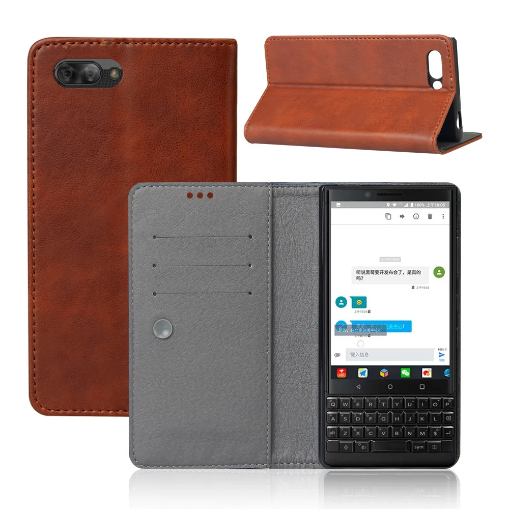 Для Blackberry KEYone чехол бизнес флип чехол-кошелек для Blackberry KeyOne из искусственной кожи тонкий телефон Fundas модный