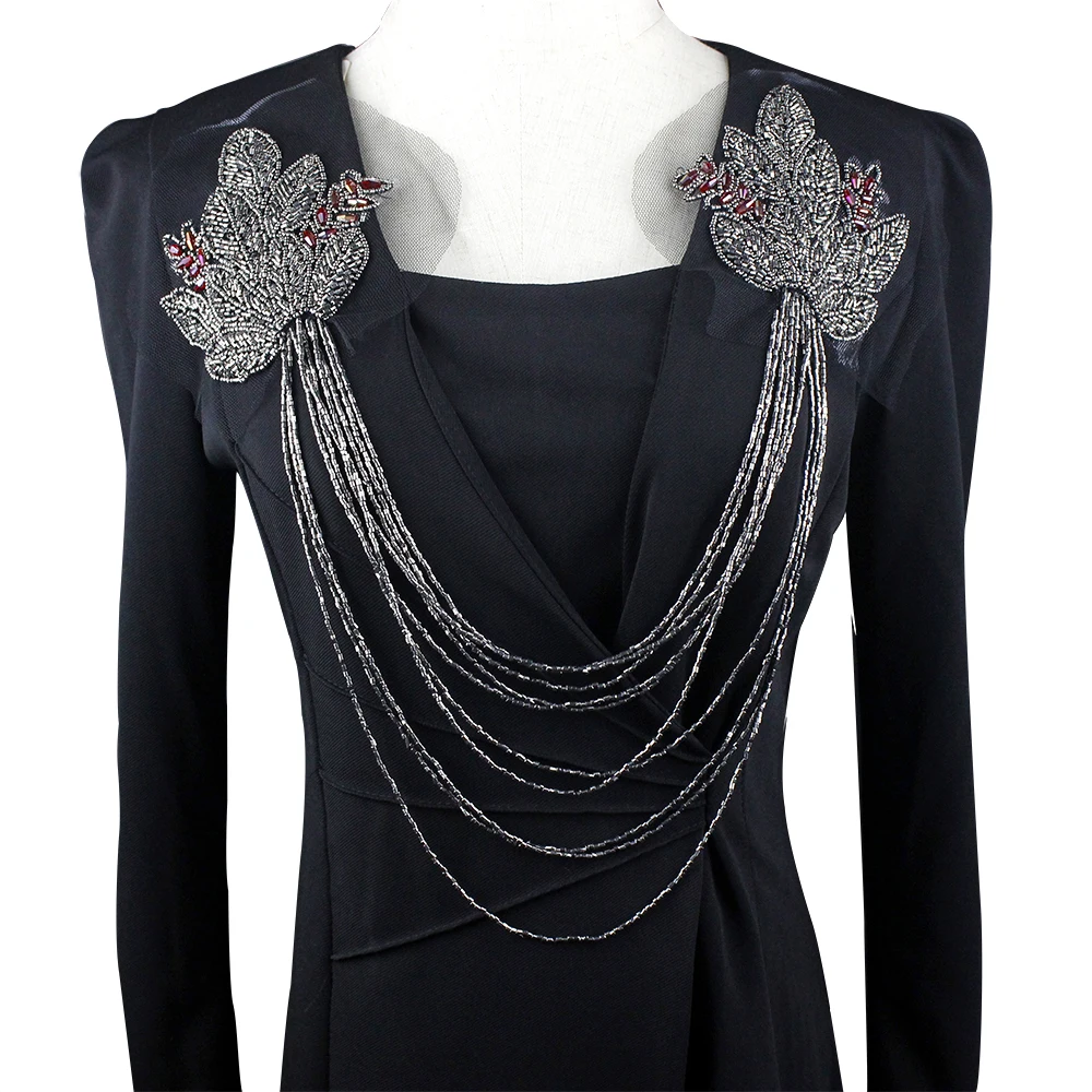 Ручная нашивка из бисера Листьев цветов кисточек наплечная доска аппликация на