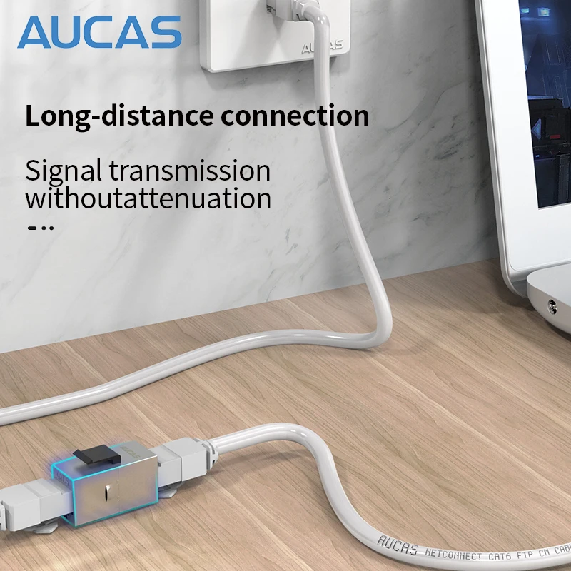 

AUCAS RJ45 Coupler CAT5E Cat6 Wall Outlet Plate Modular FTP 8P8C Cable Joiner Extender Adapter Shielded Gold Plated Network