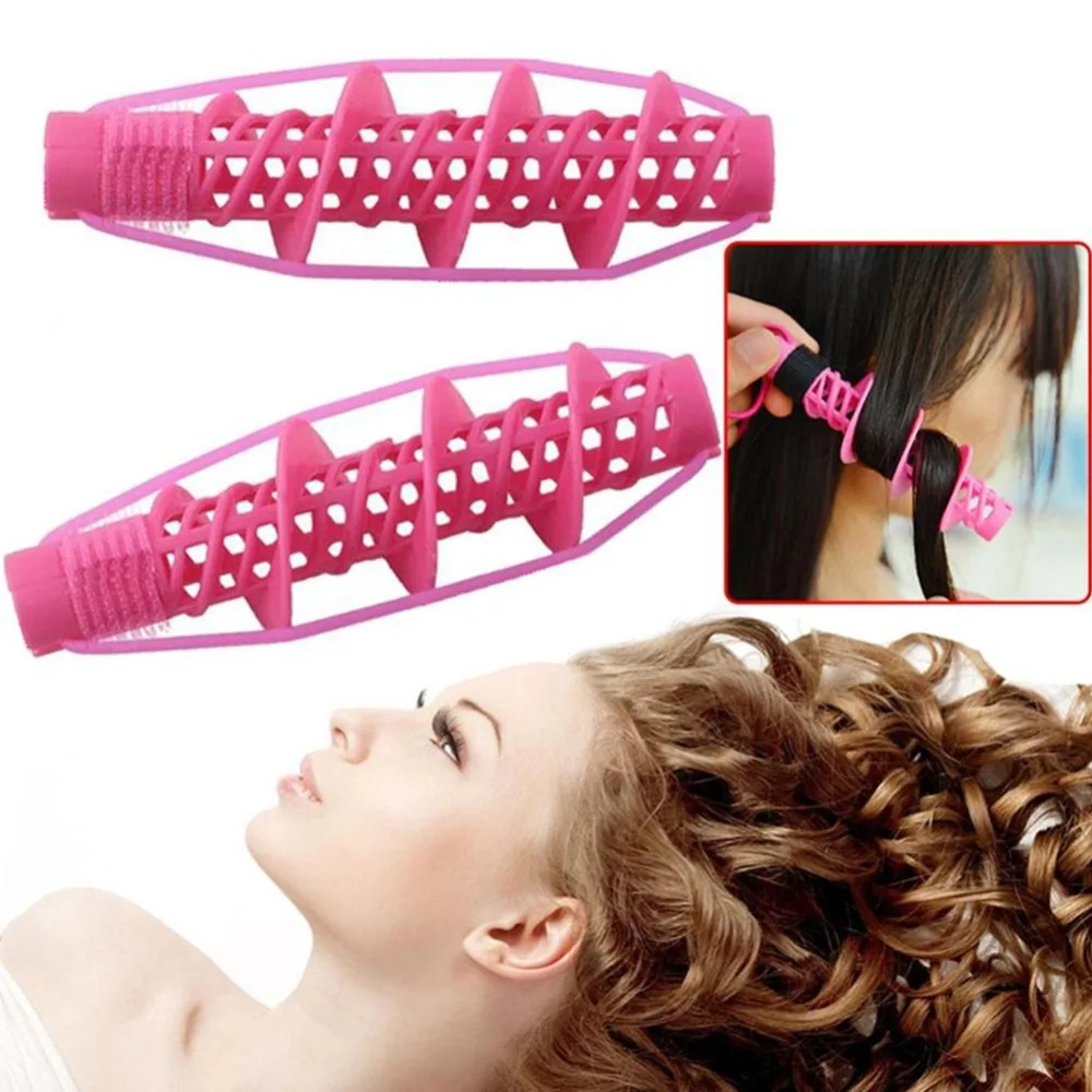 

2Pc New Hair Styling Tools Hair Care Natural Big Wave Curls Rollers Curlers Curling Styling Tool for Girls Ladies Spiral Curler