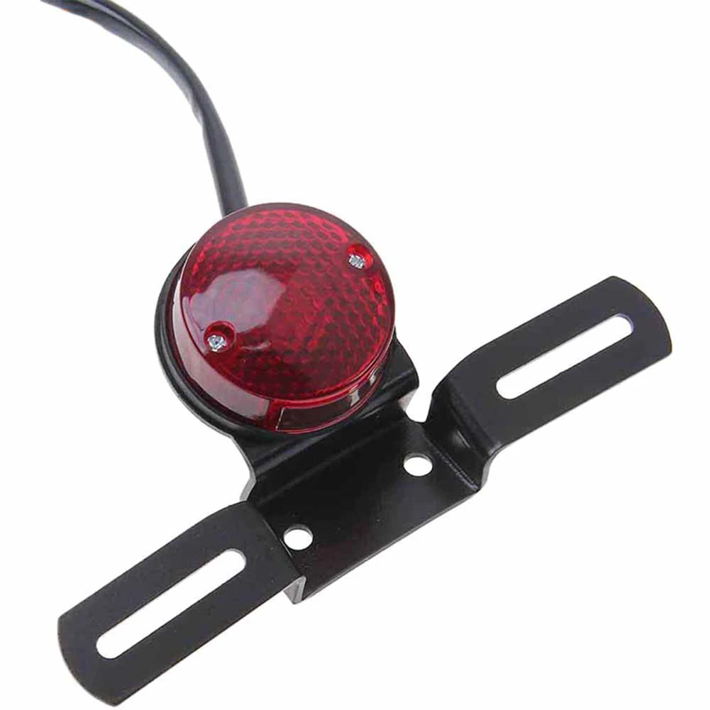 Round Waterproof Shockproof Durable Brake License Plate Red Motorcycle Taillight Mount Holder Super Bright Spare Parts Rear |