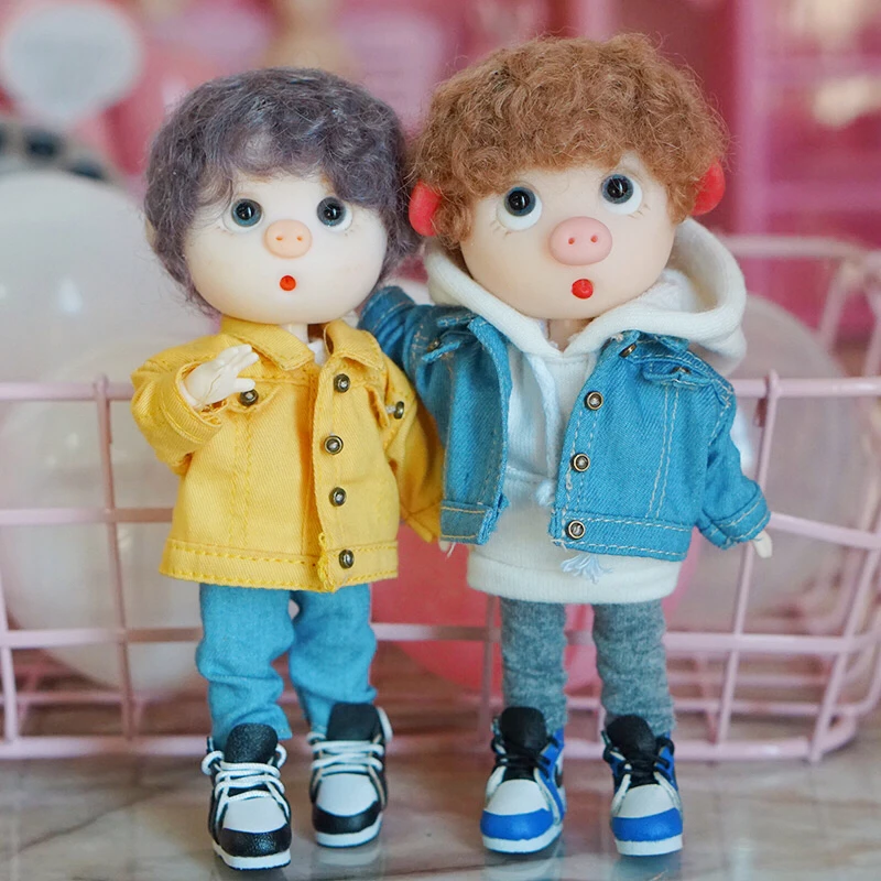 Ob11 Eva джинсовая куртка толстовка 1/12 bjd красивый узел свинья мини салонная кукла