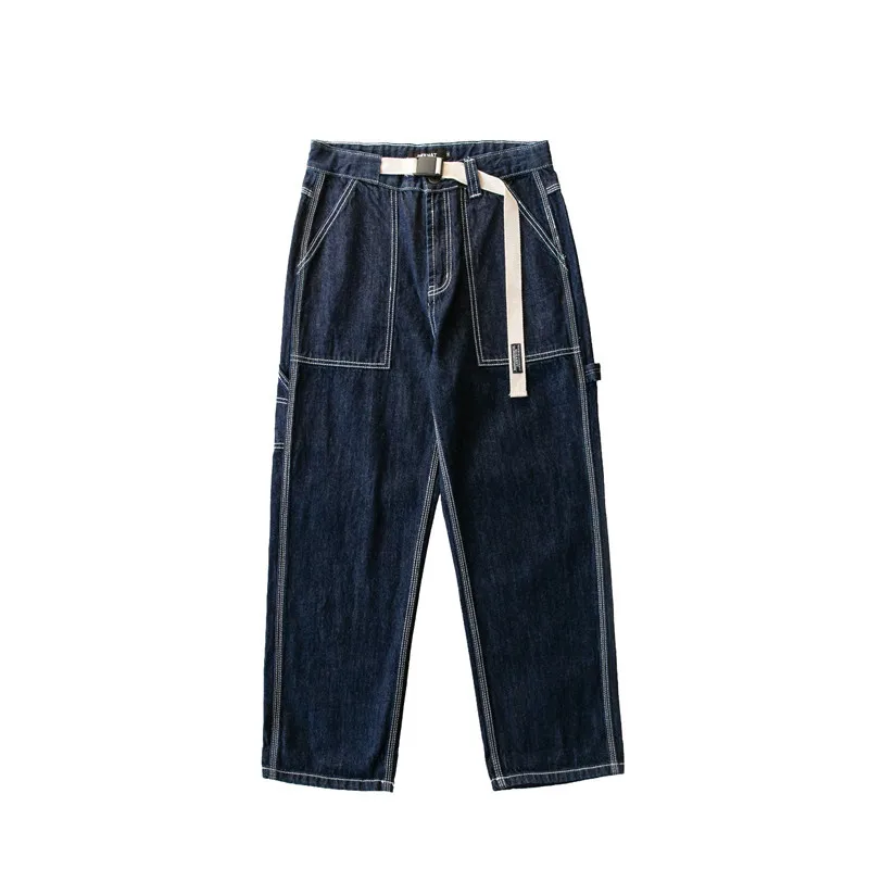 

Chaoke element men's trousers American leisure straight jeans with drawstring pocket tooling wide leg pants