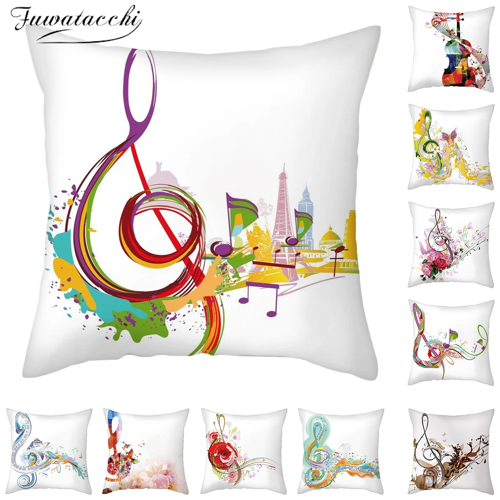 

Fuwatacchi Abstract Geometric Pillowcase Music Pattern Cushion Cover Decorative Pillow Sofa Polyester Home Decor Pillowcover