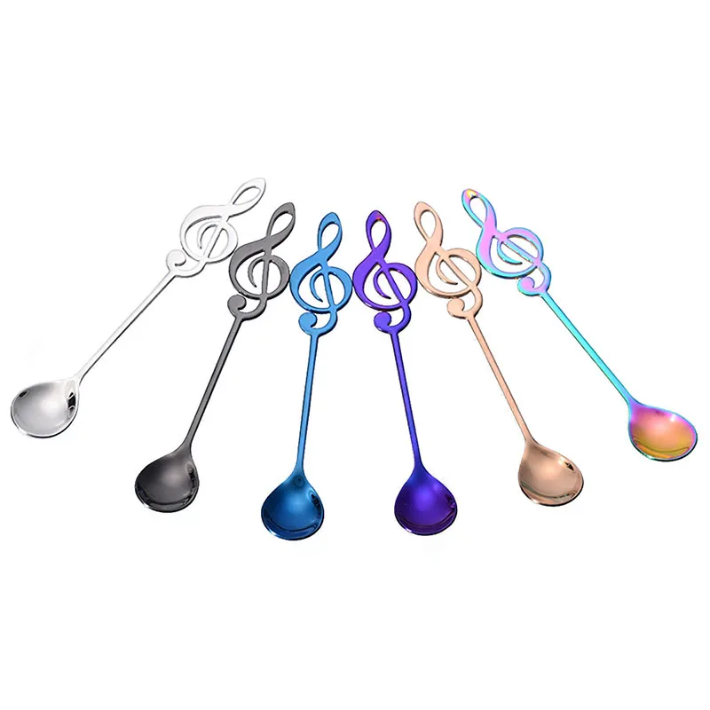 1 шт мульти-Цвет в виде скрипичного ключа Кофе ложка Нержавеющая сталь Ложка