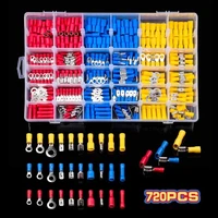720480pcs cable lugs assortment kit wire flat female and male insulated electric wire cable connectors crimp terminals set kit