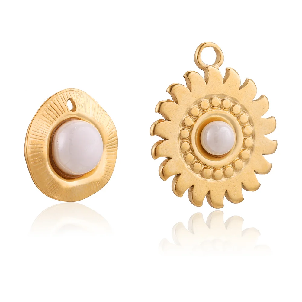 5 шт. подвески из нержавеющей стали в виде золотого подсолнуха жемчужные для