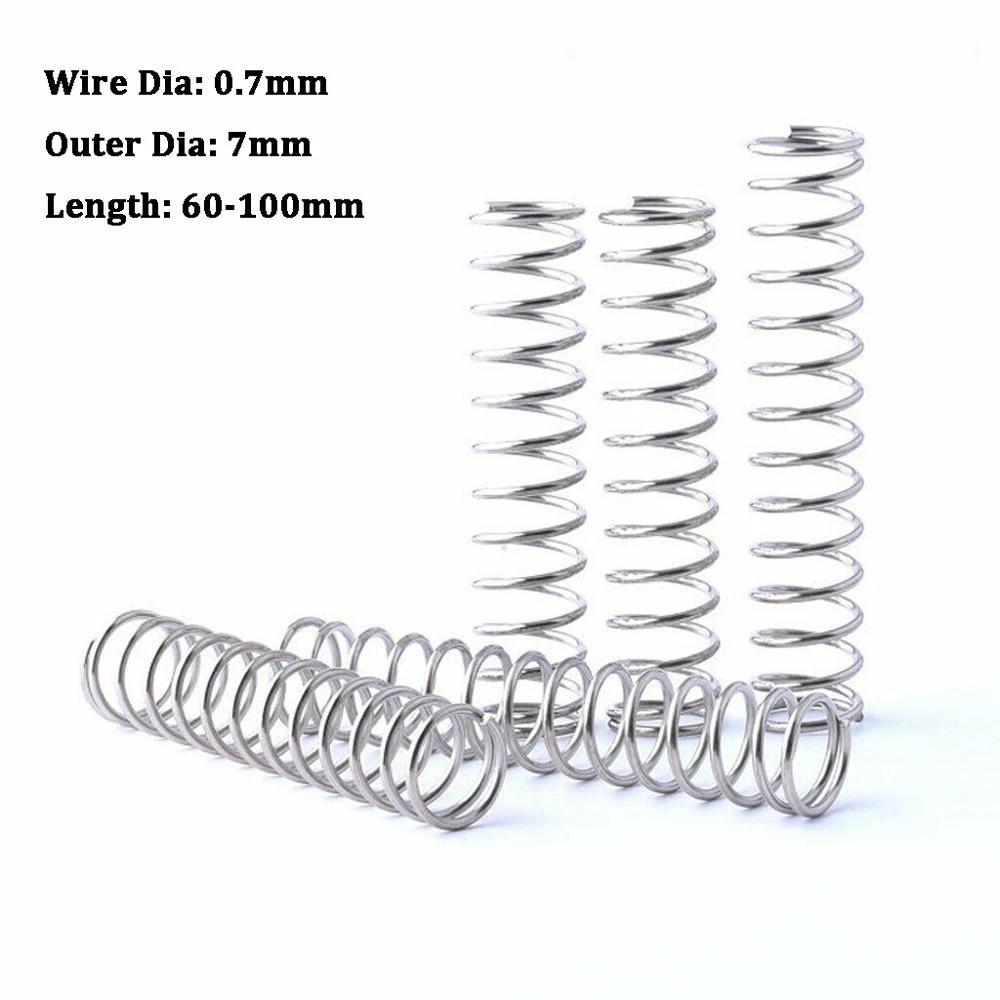 

5Pcs Wire Dia 0.7mm Outer Dia 7mm Length 60-100mm Compression Spring White Zinc Plated Tension Spring Hardware Accessories