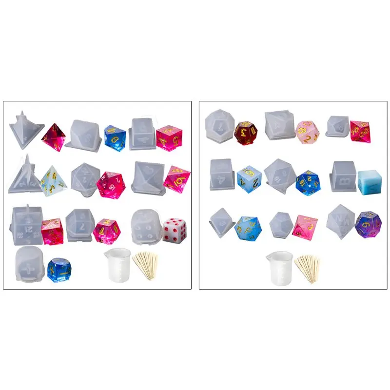 

DIY Crystal Epoxy Mold Dice Fillet Shape Multi-spec Digital Game Silicone Mould