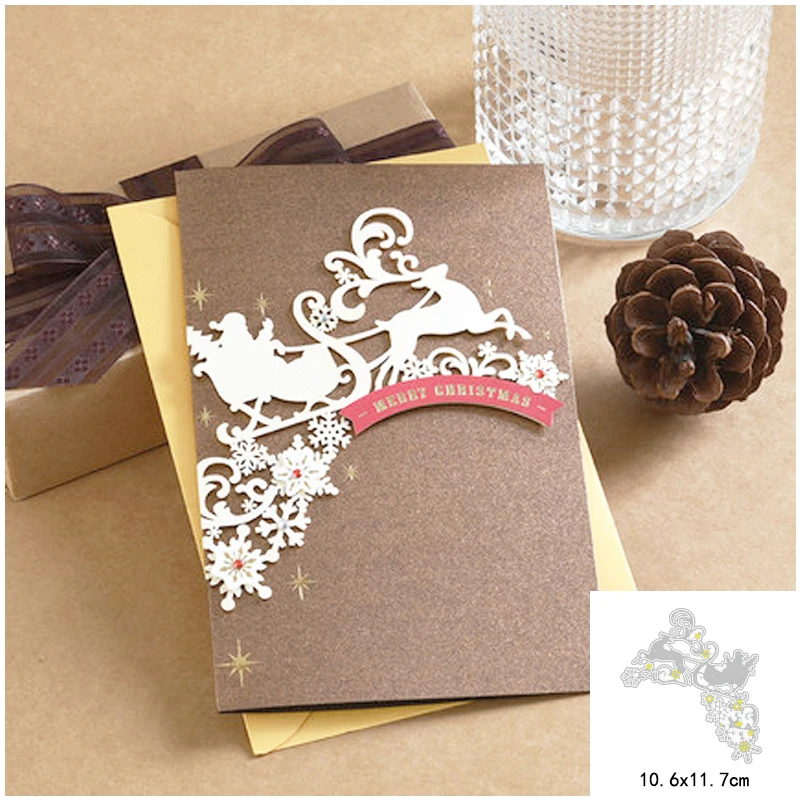 Санта Клаус Олень корзина ремесло металла резки Скрапбукинг альбом DIY бумага