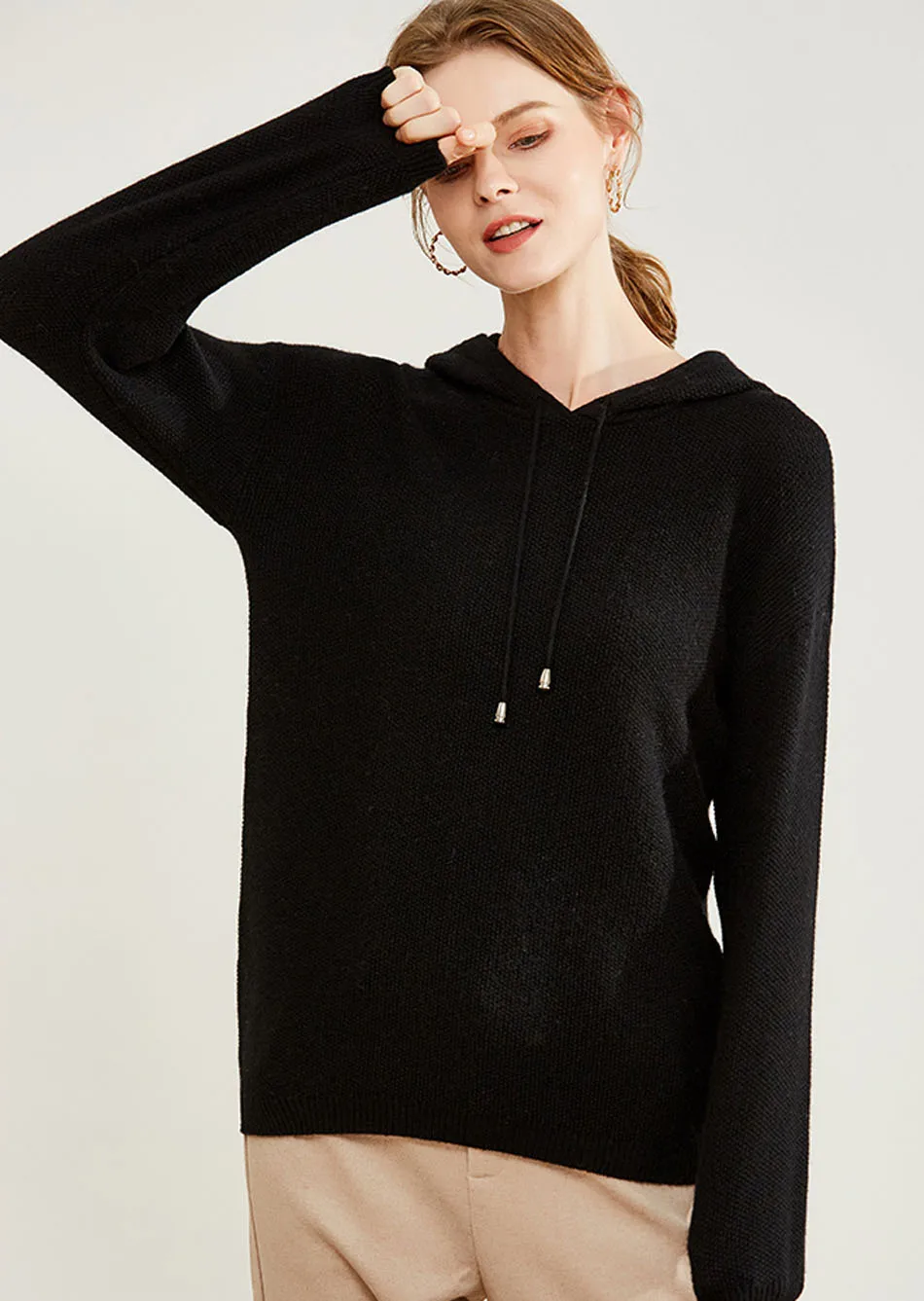 YJMY Inner Mongolian Cashmere Sweater Women Strap Dropped Shoulder Ribbed Cuffs Hem Knit Spring Autumn in Slava Store