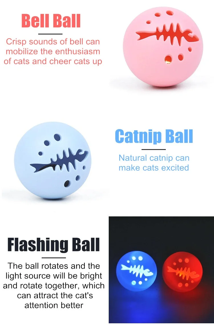 3 шт. игрушка для домашних животных кошек игровой мяч три цвета пластиковые