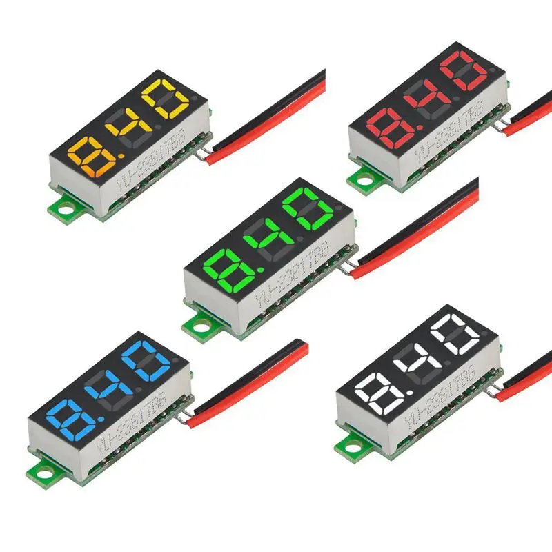 5Pcs Mini Digital DC Voltmeter 0.28 Inch Two-Wire 2.5V-30V Voltage Tester Meter 5 Colours | Инструменты
