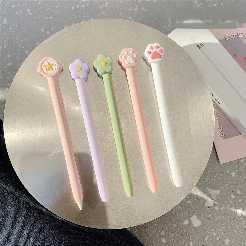 

Tablet Touch Pen Cute Cat Claw For Apple Pencil 2/1 Case For iPad Stylus Cartoon Protective Sleeve Cover Flower Pencil Cases