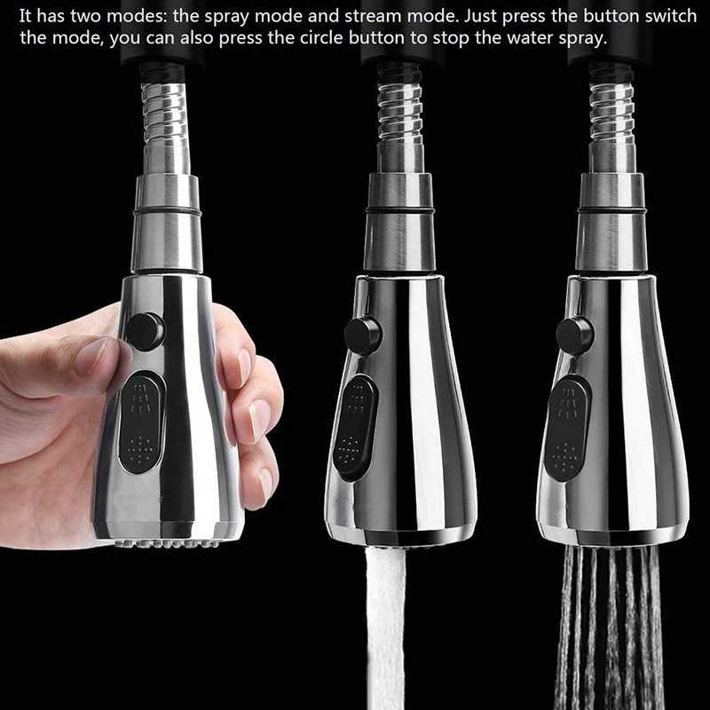 

2 Pack Pull-Out Sprayer Head Replacement Part for Kitchen Faucet 3 Functions Spray/Stream/Suspend Bathroom Faucet Aerator Univer