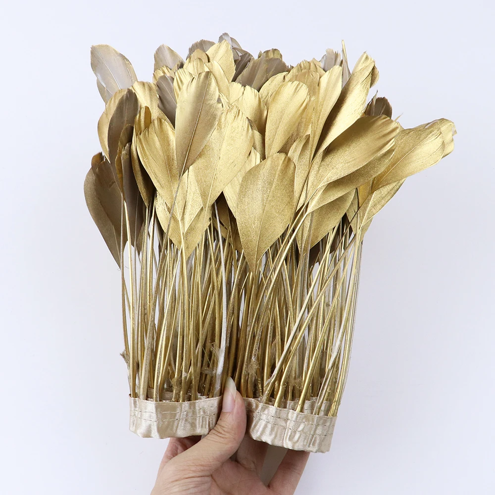 Спрей цвета: золотистый серебристый гусиных перьев планки лента для поделок