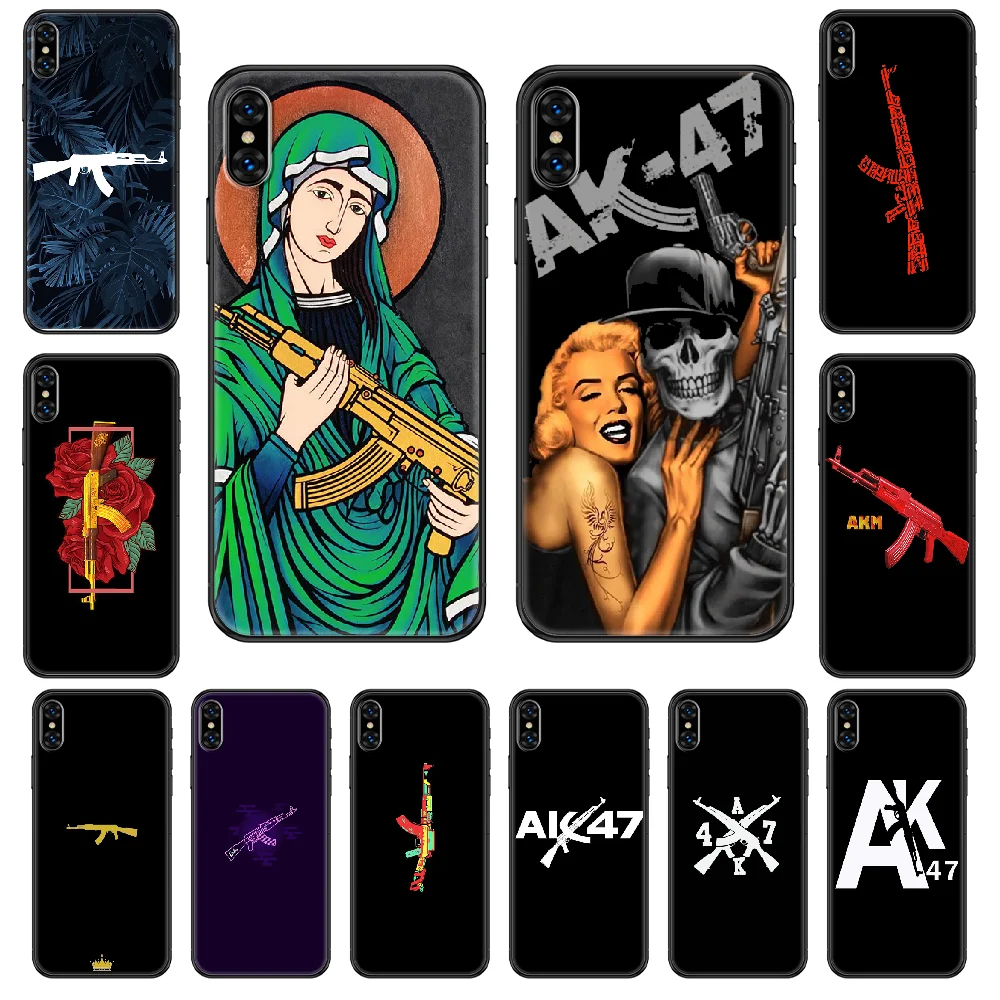 Арт пистолет AK 47 Чехол для мобильного телефона iphone 4 4s 5 5S SE 5C 6 6S 7 8 plus X XS XR 11 PRO MAX 2020