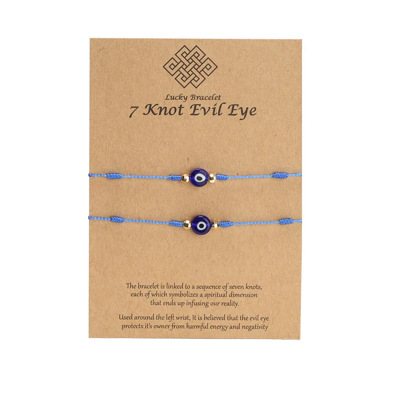 Женский браслет на мизинцах из плетеной бумаги с голубым смайликом и карточками