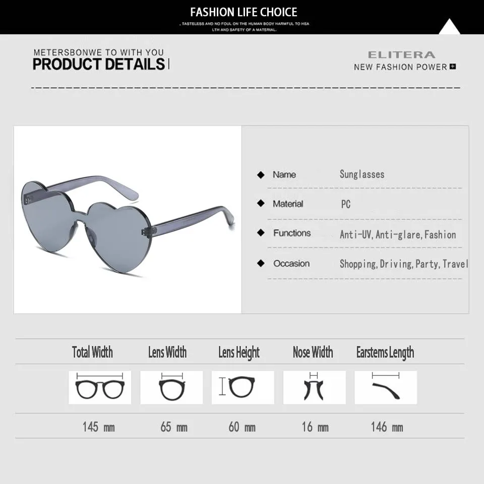 Женские цветные солнцезащитные очки ELITERA брендовые дизайнерские безрамные в