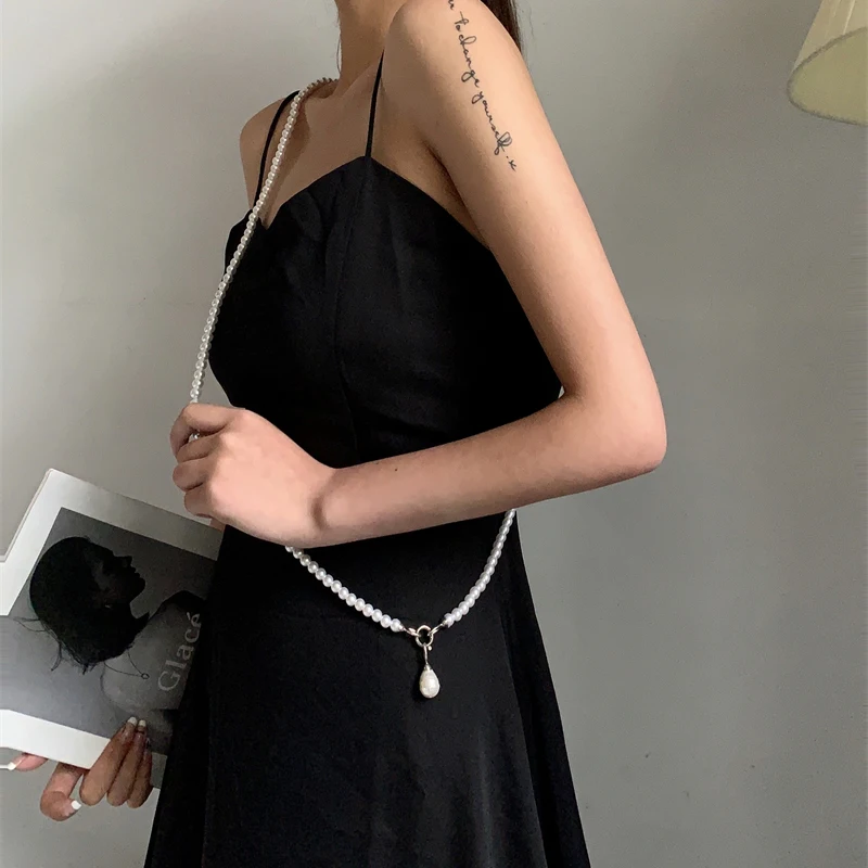 Длинное жемчужное ожерелье Женская цепочка для тела аксессуары костюма