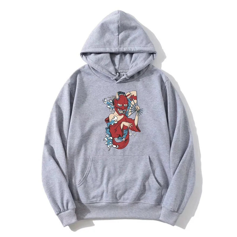 Японское кимоно гейши с маской Oni Demon повседневная мужская толстовка капюшоном