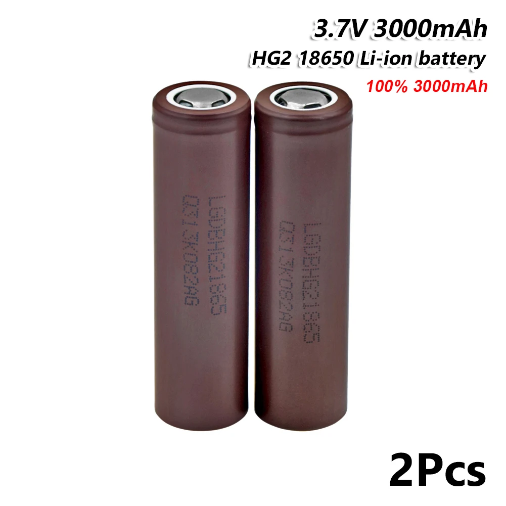 2 Pieces HG2 18650 батарея 18650 3000 мАч Высокая мощность разрядки литий-ионная аккумуляторная батарея высокой разрядки 20А большой ток - Цвет: 2 Pieces