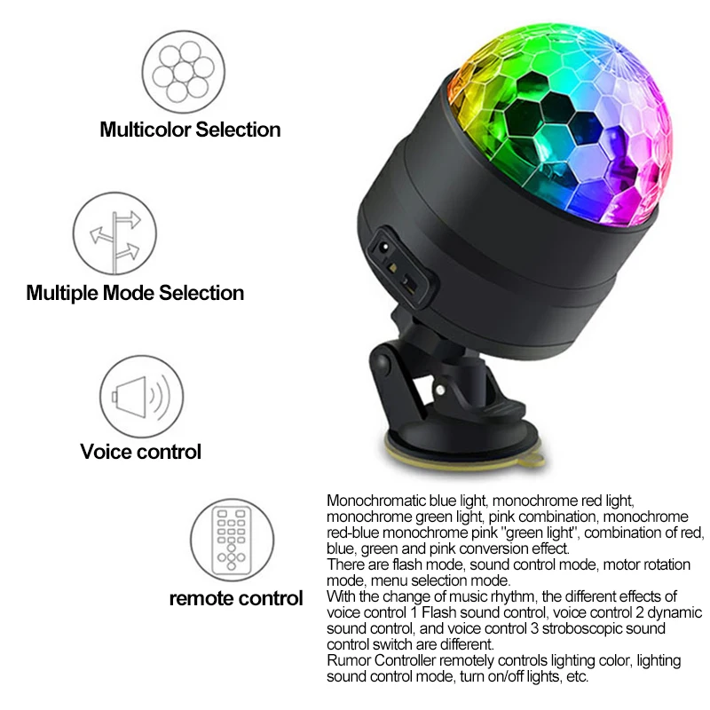 USB charge/USB power supply stage lights remote control atmosphere rotation automotive LED sound-controlled sensing Lamp | Лампы и