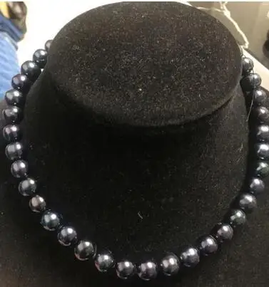 

HUGE PERFECT 10-11 mm TAHITIAN BLACK PEARL NECKLACE17.5"