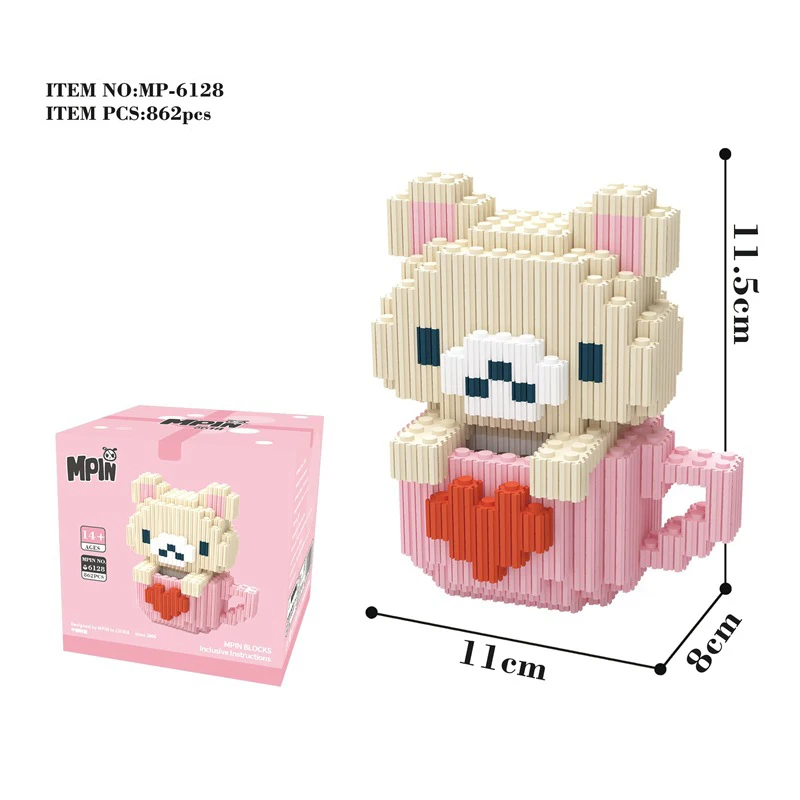 

502pcs+ Magic Building Blocks KT Cat Assembling Mini Bricks Kitty Model Connection Mirco Figures Toys For Children Gift
