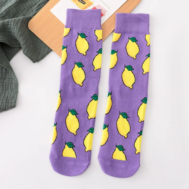 

Women Socks Funny Cute Cartoon Fruits Banana Avocado Lemon Egg Cookie Donuts Food Happy Japanese Harajuku Hip Hop Cotton Socks