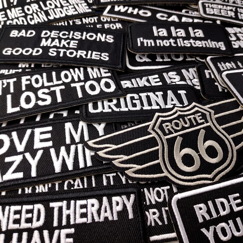 Нашивка WHO CARES ROUTE 66 аппликация для вышивки принадлежности глажки шитья