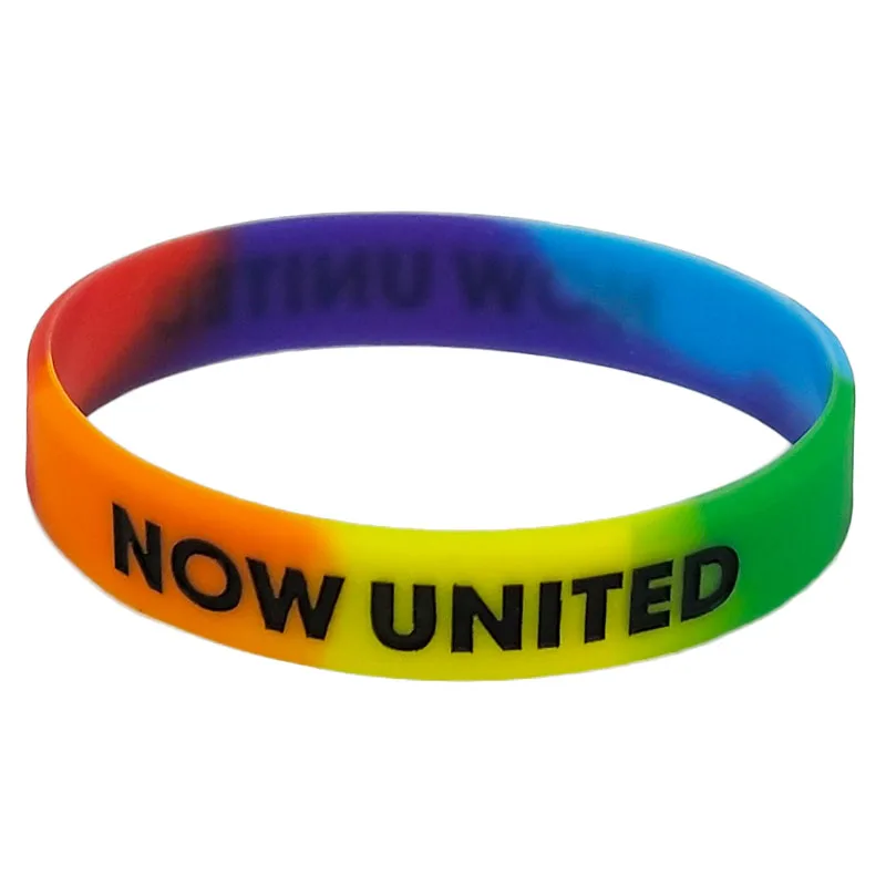 1PC NOW UNITED Rainbow Color Silicone Bracelets&ampBangles Letters Wristband Sports Rubber Fashion Jewelry Gifts SH327 | Украшения и