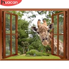 Алмазная 5d картина HUACAN сделай сам с жирафом, полноразмернаякруглая вышивка с мотивами животных, мозаика для украшения дома и сада