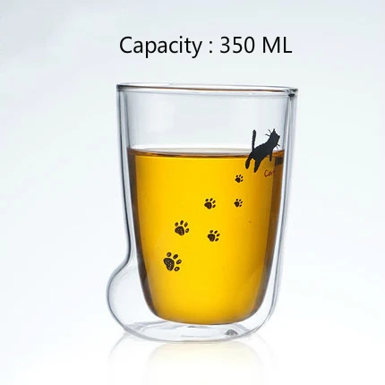 350ml Завтраки стеклянные кофейные чашки Высокая термостойкость оригинальность прозрачный двусторонний стены прекрасный мультфильм Коготь Bodum кружки - Цвет: 350ml