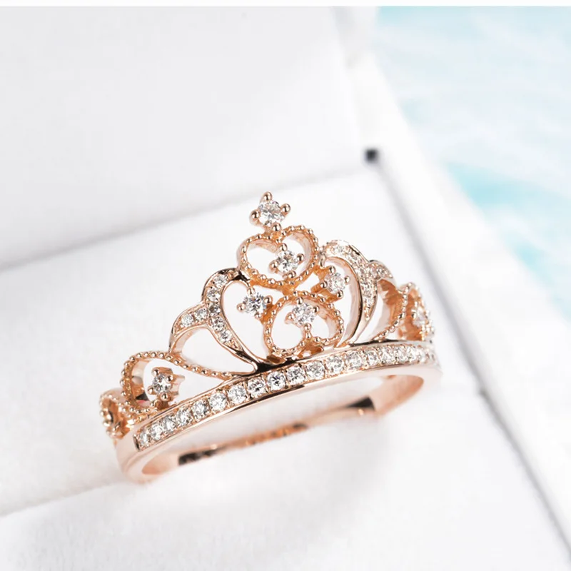 

Fashion Crown Shape Round Cubic Zirconia Rings for Women Female Jewelry Rings Party Decoration