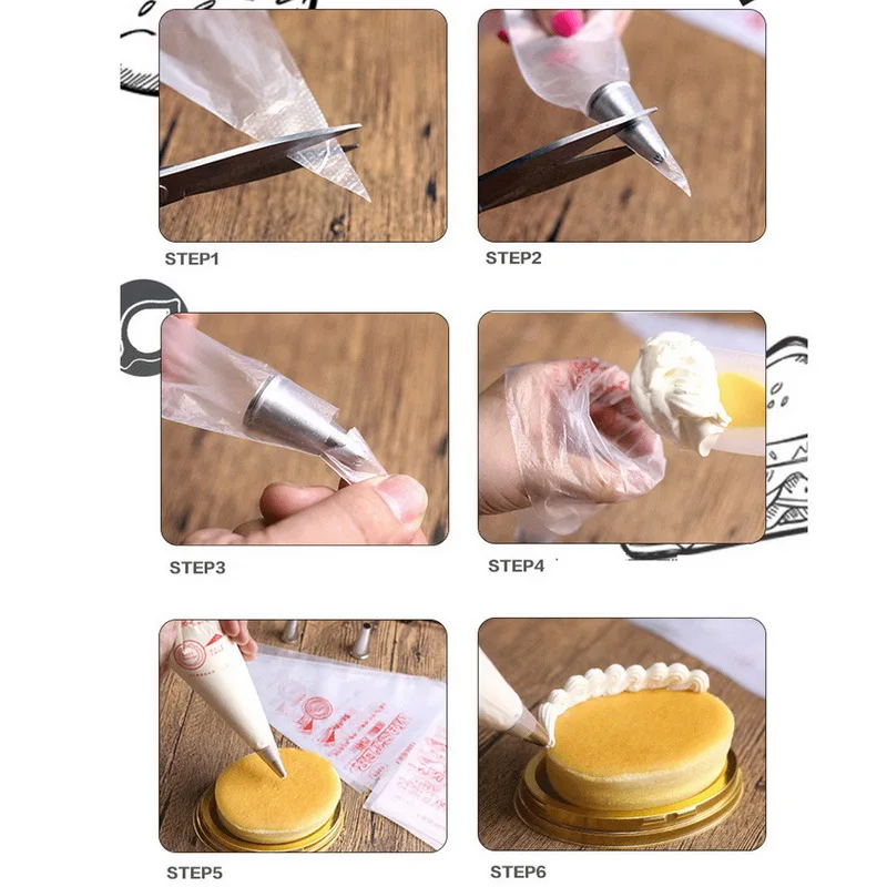

Disposable Piping Bag Icing Fondant Cake Cream Squeeze Cream Bag Dessert Decorators Pastry Tip Cake Tools 100/200/300PCs