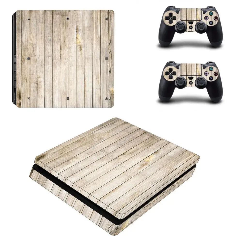 PS4 тонкие наклейки PS 4 Play станция деревянные зерна кожи наклеивающиеся Переводные