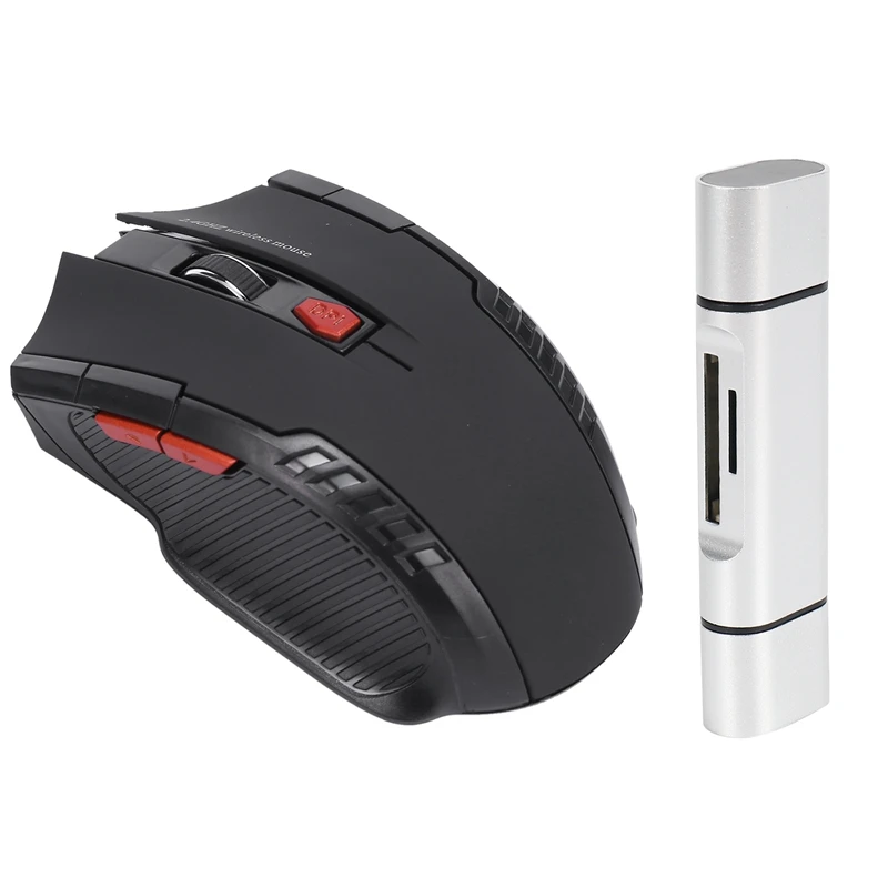 

1 Pcs Type C / USB / Micro-USB Sd Tf Memory Card Reader & 1 Pcs 2.4Ghz Wireless Mouse With USB Receiver