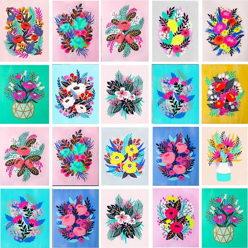 DIY Алмазные цветы композиция Цветочная ваза вышивка крестиком Алмазная мозаика