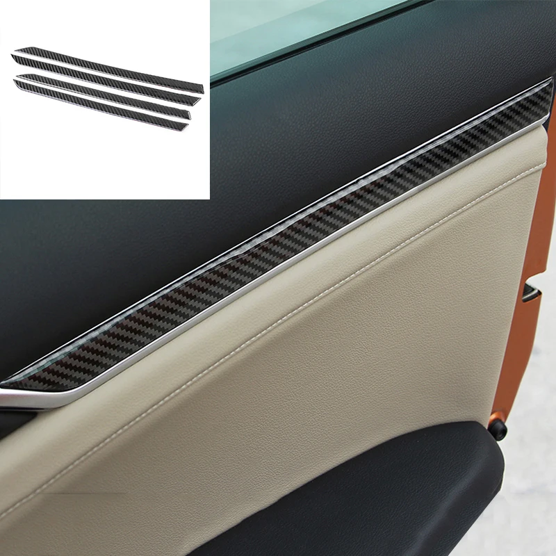 

4x 100% Carbon Fiber Inner Door Strip Panel Cover Trim For Honda Civic 16-19 4dr