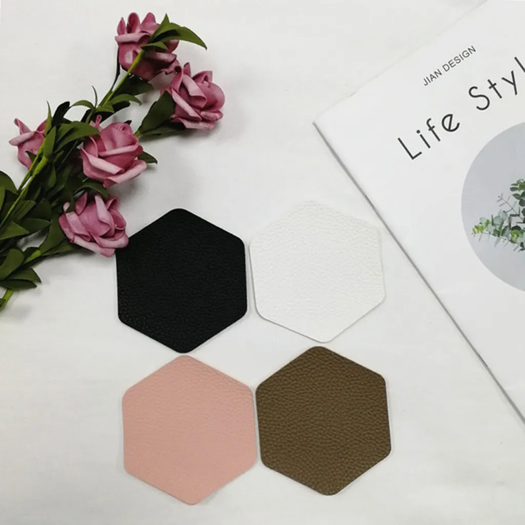 Модный креативный коврик из искусственной кожи с мраморным подстаканником для